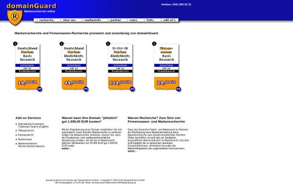 Vorschau von www.domainguard.de, domainGuard - Markenrecherche-Dienst
