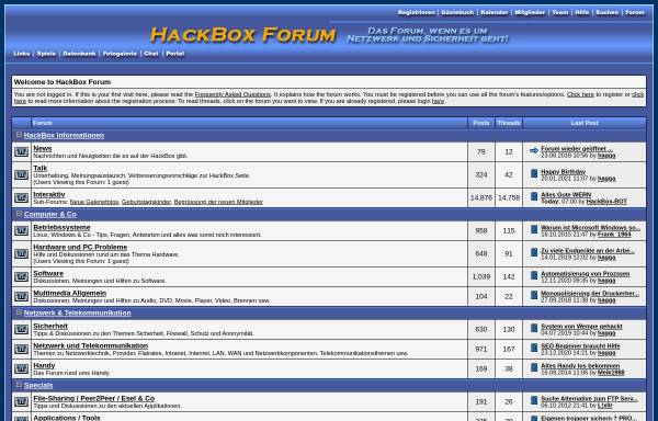 Vorschau von forum.hackbox.de, HackBox Forum