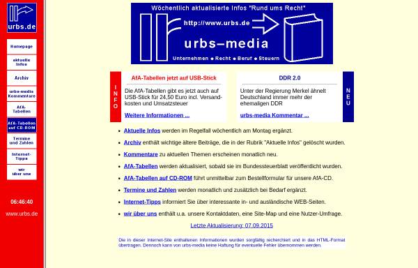 Vorschau von www.urbs.de, Juristische Fachinformationen