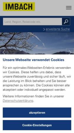 Vorschau der mobilen Webseite www.imbach.ch, Imbach Reisen AG