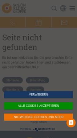 Vorschau der mobilen Webseite www.schoen-kliniken.de, Psychosomatik-Online