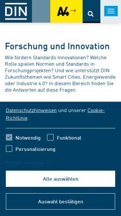Vorschau der mobilen Webseite www.ebn.din.de, Entwicklungsbegleitende Normung (EBN)
