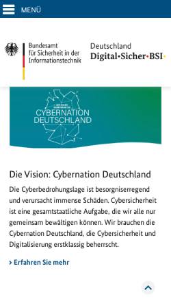 Vorschau der mobilen Webseite www.bsi.bund.de, Bundesamt für Sicherheit in der Informationstechnik (BSI)