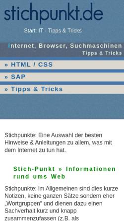 Vorschau der mobilen Webseite www.stichpunkt.de, Toms Stichpunkte rund ums Web