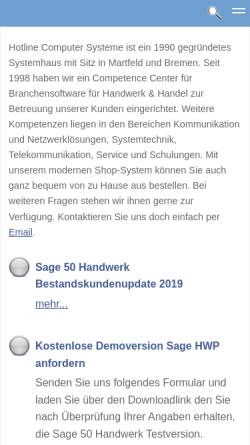 Vorschau der mobilen Webseite www.hotline-online.de, Hotline Computer Systeme