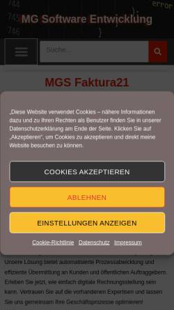 Vorschau der mobilen Webseite www.mgs-entwicklung.de, MG Software Entwicklung, Inh. Michael Grube