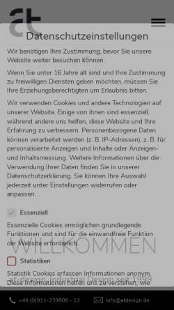 Vorschau der mobilen Webseite www.atdesign.de, AT-Design, Inh. Dipl.-Des. (FH) Jan Andersson und Dipl.-Des. (FH) Christoph Tomczak