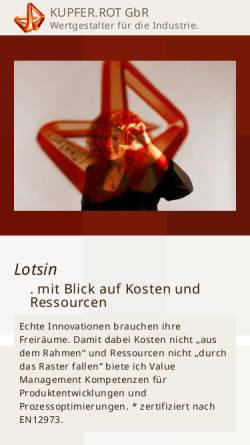 Vorschau der mobilen Webseite www.kupfer-rot.de, Kupfer Rot GbR