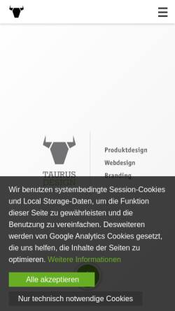 Vorschau der mobilen Webseite www.taurus-design.de, Taurus Design - Rudi Biller e.K.