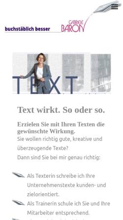 Vorschau der mobilen Webseite www.baron-texttraining.de, Gabriele Baron Text & Training