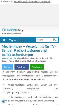 Vorschau der mobilen Webseite www.medienindex.de, Medienindex