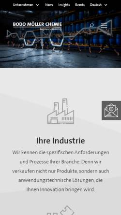 Vorschau der mobilen Webseite www.bm-chemie.de, Bodo Möller Chemie GmbH