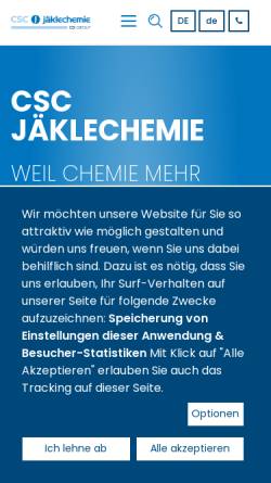 Vorschau der mobilen Webseite www.csc-jaekle.de, CSC JÄKLECHEMIE GmbH & Co. KG