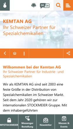 Vorschau der mobilen Webseite www.kemtan.ch, Kemtan AG