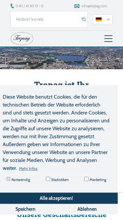 Vorschau der mobilen Webseite www.tropag.de, Oscar H. Ritter Nachf. GmbH