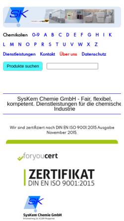 Vorschau der mobilen Webseite www.syskem.de, SysKem Chemiehandel GmbH