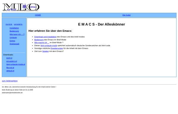 Vorschau von www.emacs.mirkolinkonline.de, Emacs - Der Alleskönner
