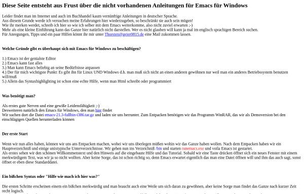 Vorschau von www.geier0815.de, Geiers Emacs und Gnus Homepage
