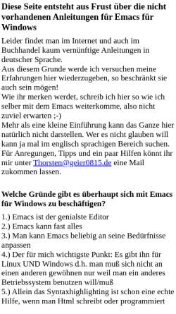 Vorschau der mobilen Webseite www.geier0815.de, Geiers Emacs und Gnus Homepage