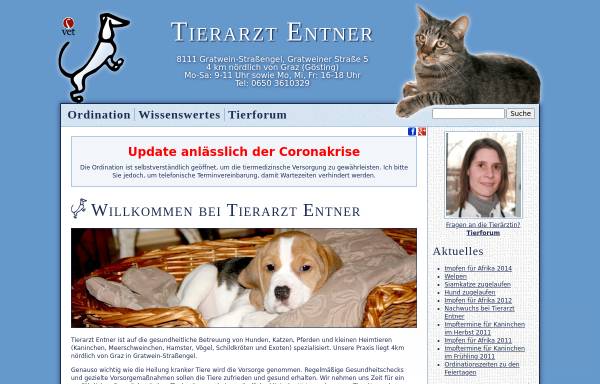 Vorschau von www.tierarzt-entner.at, Tiergesundheitstipps vom Tierarzt