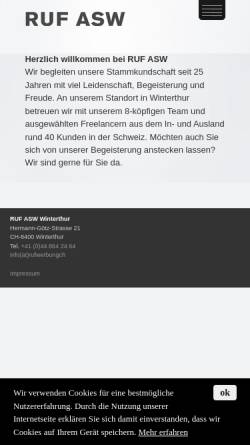 Vorschau der mobilen Webseite www.rufwerbung.ch, Andy Ruf Werbeagentur