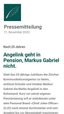 Vorschau der mobilen Webseite www.angelink.ch, Angelink AG