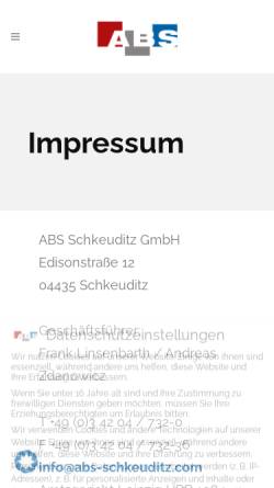 Vorschau der mobilen Webseite www.abs-schkeuditz.com, ABS Schkeuditz GmbH