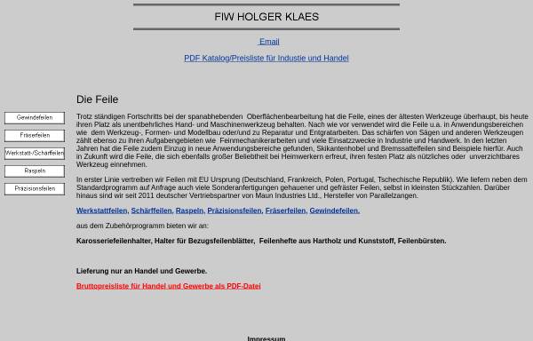 Vorschau von www.klaes-feilen.de, FIW Holger Klaes