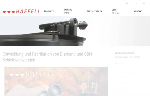 Vorschau von www.haefeli.swiss, Haefeli Diamantwerkzeugfabrik AG