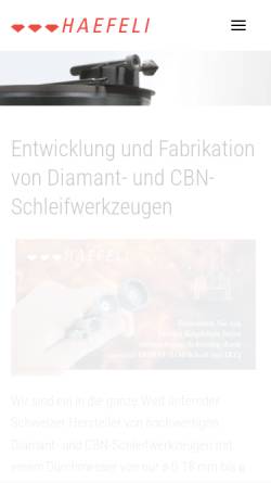 Vorschau der mobilen Webseite www.haefeli.swiss, Haefeli Diamantwerkzeugfabrik AG
