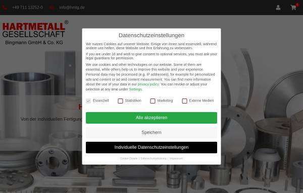 Vorschau von www.hmtg.de, Hartmetall-Gesellschaft Bingmann GmbH & Co.