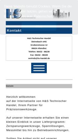 Vorschau der mobilen Webseite www.hs-handel.de, H&S Technischer Handel, Inh. Volker Steinebach