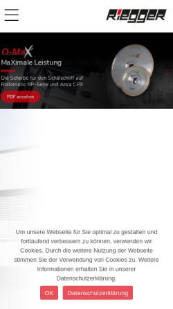 Vorschau der mobilen Webseite www.riegger-diamant.de, Riegger Diamantwerkzeuge GmbH