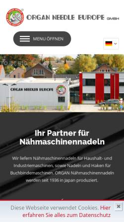 Vorschau der mobilen Webseite www.organneedles.de, Rupper + Maihofer GmbH