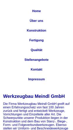 Vorschau der mobilen Webseite www.werkzeugbau-meindl.de, Werkzeugbau Meindl KG