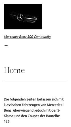 Vorschau der mobilen Webseite www.mercedes500.de, [W126] Mercedes-Benz W126 Community