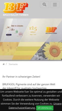 Vorschau der mobilen Webseite www.bruchsaler-farben.de, Bruchsaler Farben GmbH & Co. KG