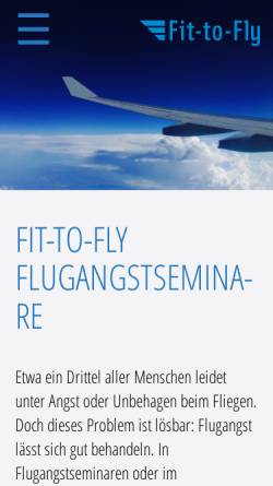 Vorschau der mobilen Webseite www.fit-to-fly.ch, Flugangstseminare