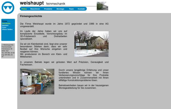 Vorschau von www.jweishaupt.ch, Weishaupt Feinmechanik