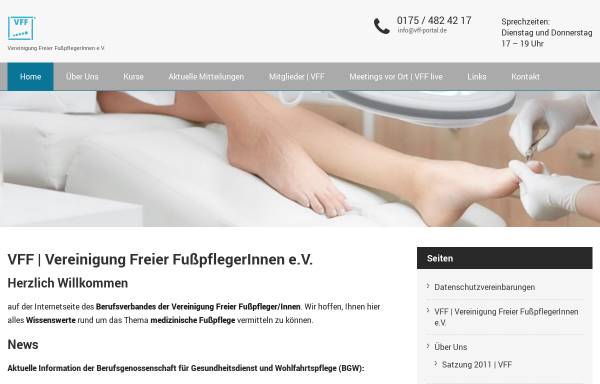 Vorschau von www.fusspflegeportal.de, VFF - Vereinigung Freier FußpflegerInnen e.V.