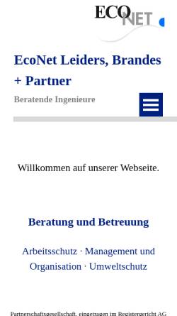 Vorschau der mobilen Webseite www.econet-kassel.de, EcoNet Leiders, Brandes + Partner