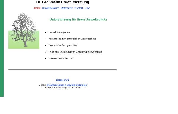 Vorschau von www.grossmann-umweltberatung.de, Dr. Großmann Umweltberatung, Inh. Dr. Ulrike Großmann