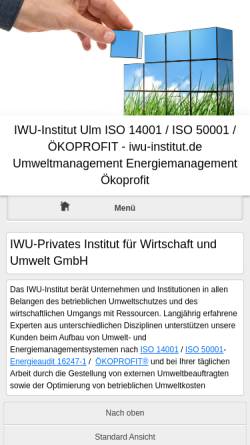 Vorschau der mobilen Webseite www.iwu-institut.net, IWU Privates Institut für Wirtschaft und Umwelt GmbH