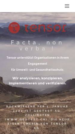 Vorschau der mobilen Webseite www.tensor.ch, Tensor Umweltberatung AG (Switzerland)