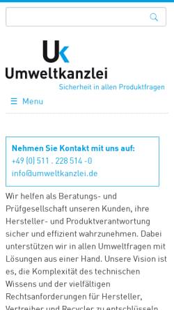 Vorschau der mobilen Webseite www.umweltkanzlei.de, Umweltkanzlei Dr. Hans-Berhard Rhein