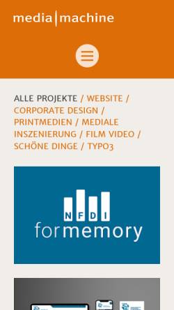Vorschau der mobilen Webseite www.mediamachine.de, Media Machine GmbH