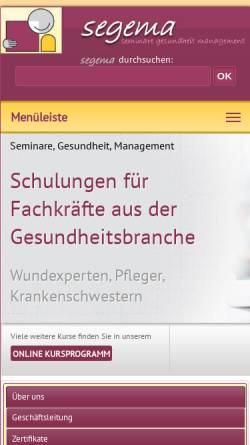 Vorschau der mobilen Webseite www.segema.de, Segema GmbH & Co. KG