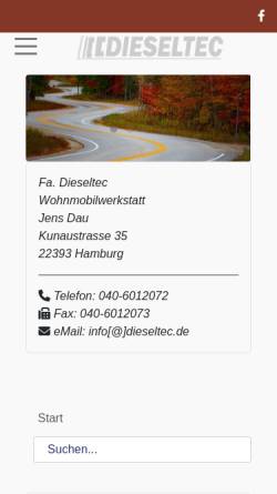 Vorschau der mobilen Webseite www.dieseltec.de, Fa. Dieseltec