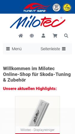 Vorschau der mobilen Webseite milotec.de, Milotec Auto-Extras GmbH