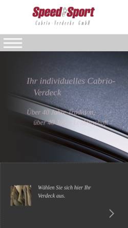 Vorschau der mobilen Webseite www.speed-sport-cabrio.de, Speed & Sport Cabrioverdecke GmbH